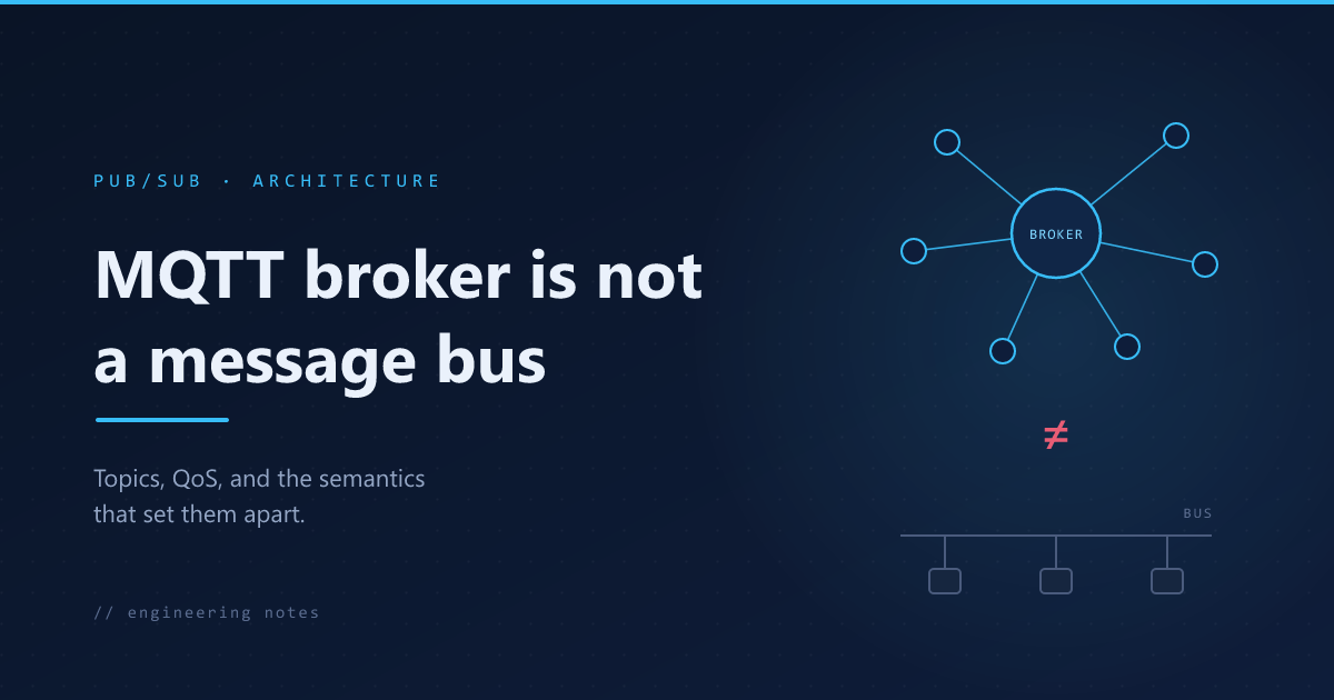 Đừng mặc định dùng MQTT broker làm event backbone khi hệ thống cần durable streaming, replay và independent consumer processing